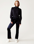 Velour High Waisted Flared Leggings