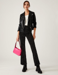 Velour High Waisted Flared Leggings