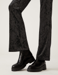Velour High Waisted Flared Leggings