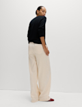 Denim Drawstring Wide-Leg Trousers