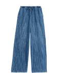 Denim Drawstring Wide-Leg Trousers