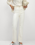 High Waisted Crease Front Slim Flare Jeans