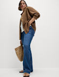 High Waisted Crease Front Slim Flare Jeans