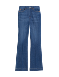High Waisted Crease Front Slim Flare Jeans