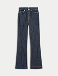 High Waisted Crease Front Slim Flare Jeans