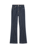 High Waisted Crease Front Slim Flare Jeans