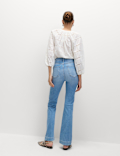 High Waisted Crease Front Slim Flare Jeans