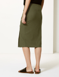 Ribbed Jersey Pencil Midi Skirt