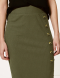 Ribbed Jersey Pencil Midi Skirt
