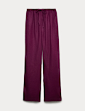 Pure Linen Drawstring Wide Leg Trousers