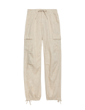 Linen Rich Straight Leg Cargo Trousers