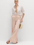 Pure Linen Wide Leg Palazzo Trousers