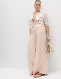 Pure Linen Wide Leg Palazzo Trousers