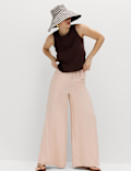Pure Linen Wide Leg Palazzo Trousers