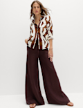 Pure Linen Wide Leg Palazzo Trousers