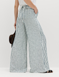 Pure Linen Wide Leg Palazzo Trousers