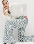 Pure Linen Wide Leg Palazzo Trousers