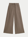 Pure Linen Wide Leg Palazzo Trousers