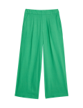Linen Rich Wide Leg Cropped Trousers