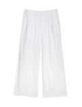 Linen Rich Wide Leg Cropped Trousers