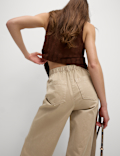 Elasticated Waist Barrel Leg Casual Trousers