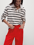 Linen Blend Wide Leg Trousers