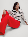 Linen Blend Wide Leg Trousers