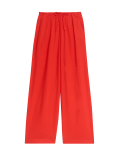 Linen Blend Wide Leg Trousers