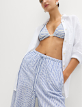 Linen Blend Wide Leg Trousers