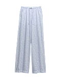 Linen Blend Wide Leg Trousers