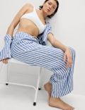Linen Blend Wide Leg Trousers