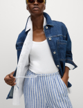 Linen Blend Wide Leg Trousers
