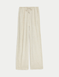 Linen Blend Wide Leg Trousers