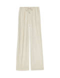 Linen Blend Wide Leg Trousers