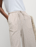 Linen Blend Wide Leg Trousers