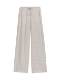Linen Blend Wide Leg Trousers