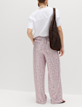 Linen Blend Wide Leg Trousers