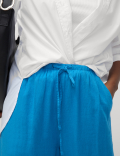 Linen Blend Wide Leg Trousers