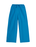 Linen Blend Wide Leg Trousers