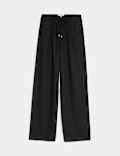 Linen Blend Wide Leg Trousers