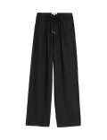Linen Blend Wide Leg Trousers