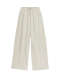 Linen Blend Wide Leg Trousers