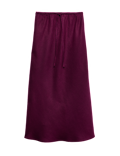 Pure Linen Bias Cut Maxi A-Line Skirt