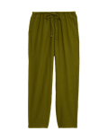 Linen-Rich Drawstring Tapered Trousers