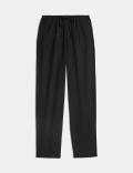 Linen-Rich Drawstring Tapered Trousers