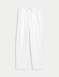 Linen-Rich Drawstring Tapered Trousers
