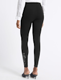 Cotton Rich Embroidered Hem Leggings