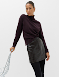 Faux Leather Croc Mini Skirt