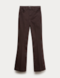 High Waisted Crease Front Slim Flare Jeans