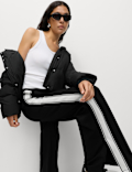 Jersey Side Stripe Wide Leg Trousers